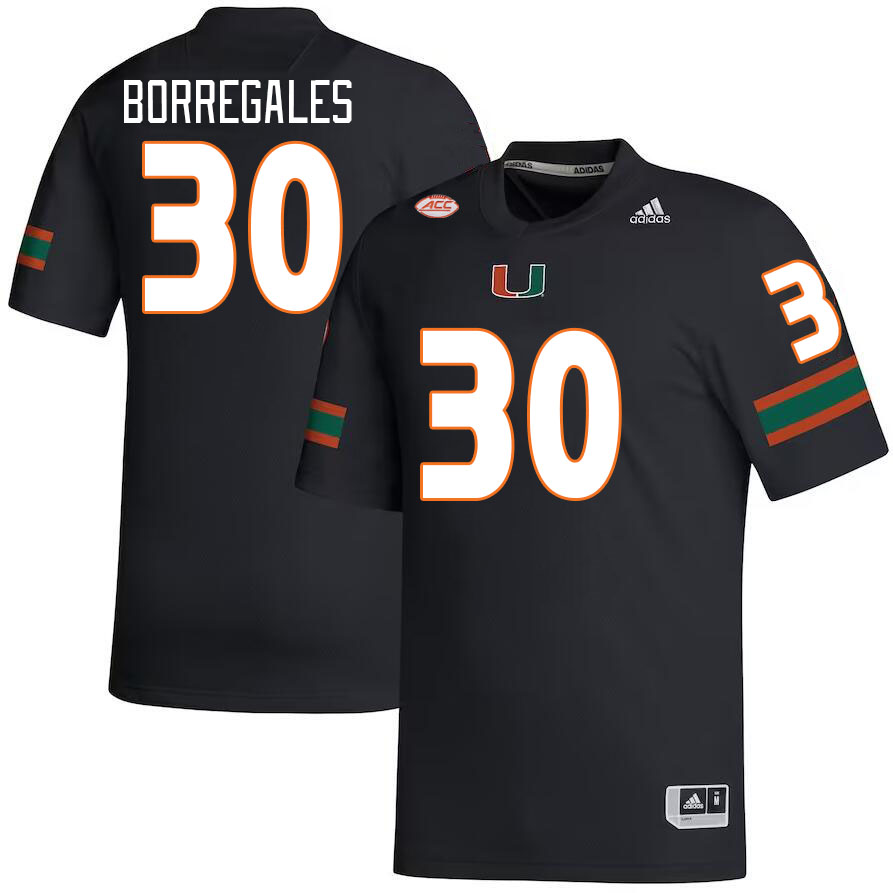 Men #30 Andres Borregales Miami Hurricanes College Football Jerseys Stitched-Black - Click Image to Close